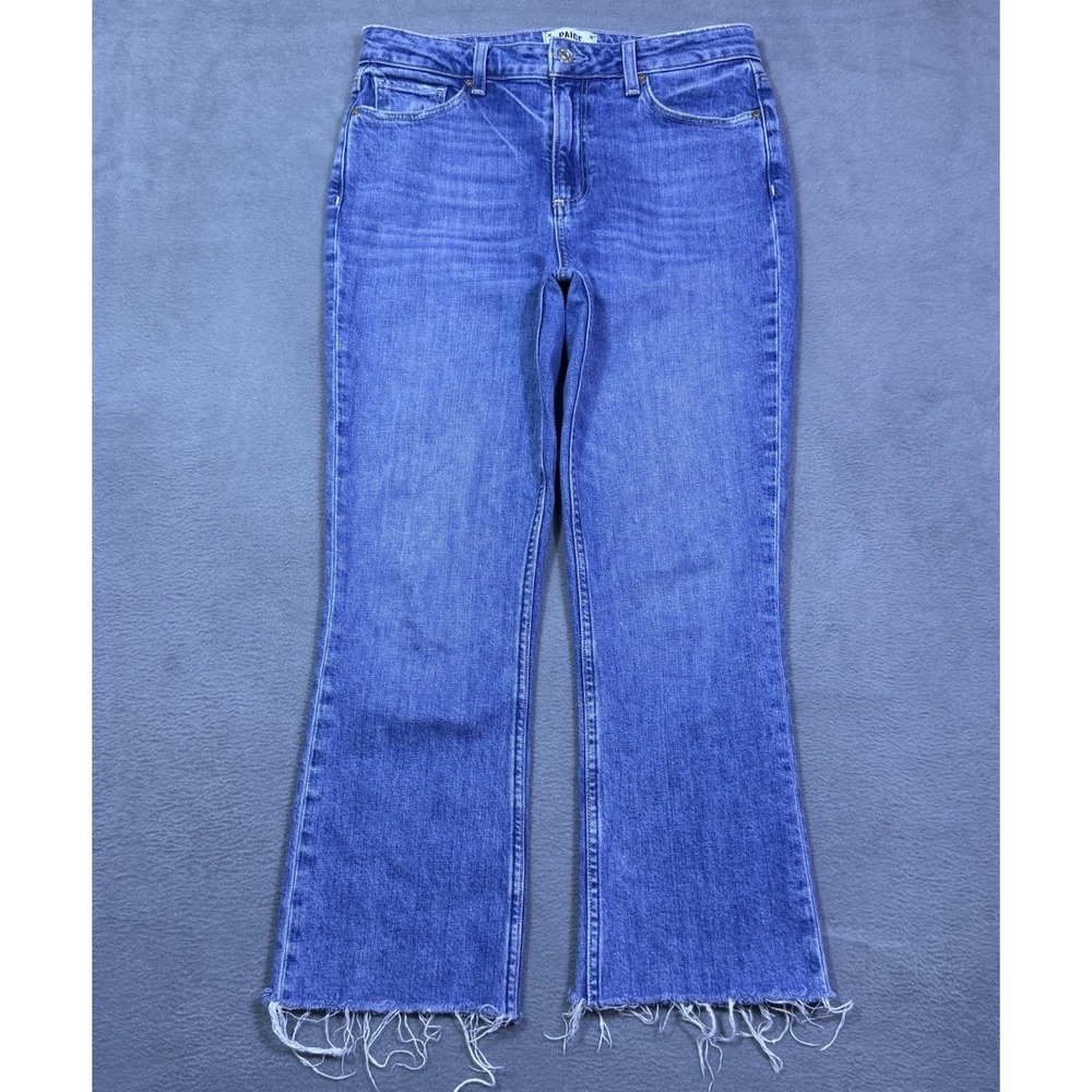 Paige Jeans Womens 28x24 Colette Crop Flare Frayed Midrise Sonic USA Boho Hippie